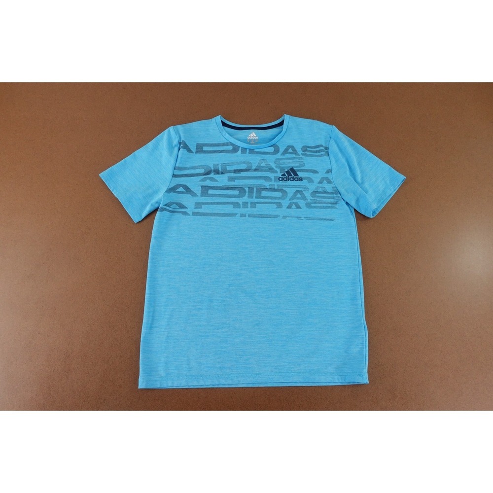 Adidas Boys Size‎ XL (18/20) Blue Short Sleeve Crew Neck Athletic T-Shirt